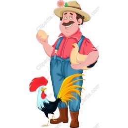 Cheerful Farmer with Poultry