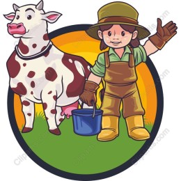 Cheerful Farmer and Cow