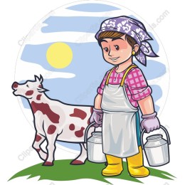 Young Farmer with Cow