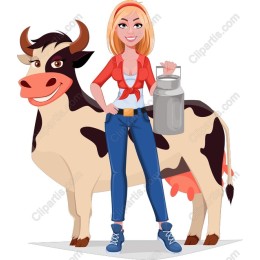 Cheerful Farmer and Cow