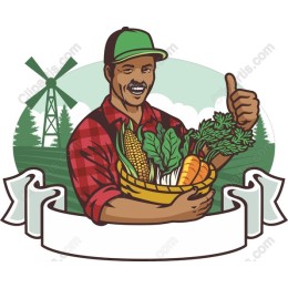 Cheerful Farmer with Fresh Vegetables