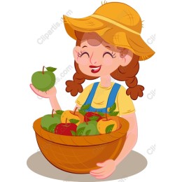 Joyful Girl with Apples