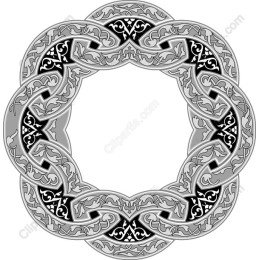 Ornate Circular Frame - Elegant Black and Silver