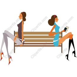 Fashionable Women: Stylish Park Bench Scene