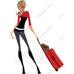 Chic Travel: Stylish Woman with Suitcase