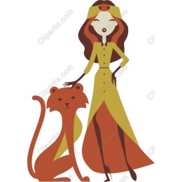 Stylish Woman and Majestic Lion