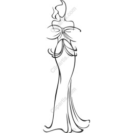 Elegant Fashion Model Line Art