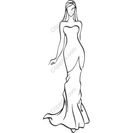 Elegant Fashion Model in Flowing Gown