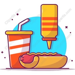 Vibrant Hot Dog & Soda Fast Food