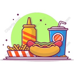 Vibrant Fast Food - Hot Dog, Fries & Soda