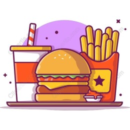 Vibrant Fast Food: Burger, Fries, and Drink
