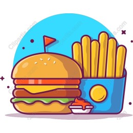 Playful Hamburger and Fries