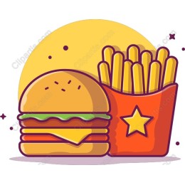 Delicious Hamburger and French Fries