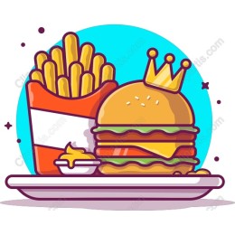 Crowned Cheeseburger with French Fries