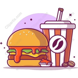 Colorful Hamburger and Drink