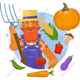 Cheerful Farmer with Fresh Vegetables