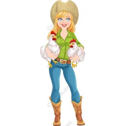 Cowgirl with Chickens