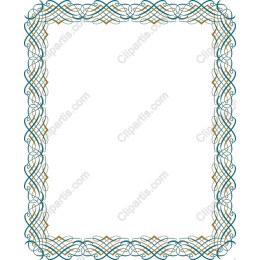 Elegant Teal and Gold Decorative Border