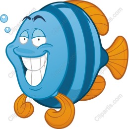 Cheerful Cartoon Blue Fish