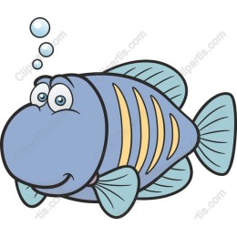 Happy Blue Cartoon Fish