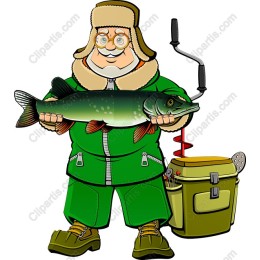 Cheerful Ice Fishing Fisherman