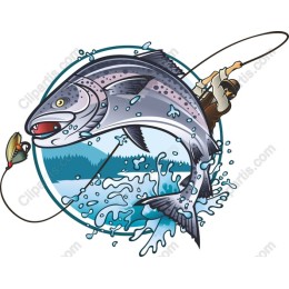 Dynamic Leaping Fish and Angler