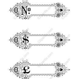 Elegant Vintage Number and Currency Frames Set