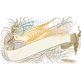 Elegant Bird and Swirl with Customizable Ribbon