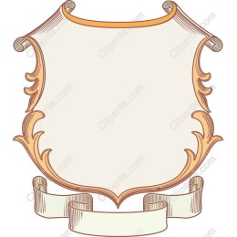 Ornate Vintage Shield with Ribbon Banner