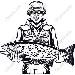 Vintage Angler and Trout