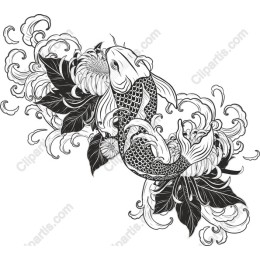 Koi Fish - Intricate Black and White
