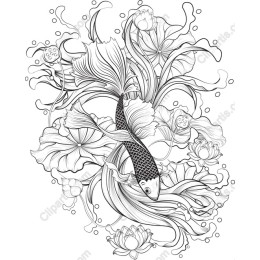 Intricate Fish and Lotus