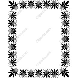 Black Floral Decorative Border