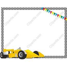Yellow Race Car with Checkered Border and Bunting
