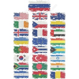 Mosaic World Flags Clipart Set