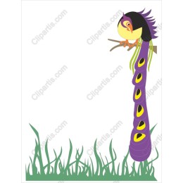 Whimsical Bird and Caterpillar