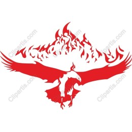 Fiery Red Eagle with Flames
