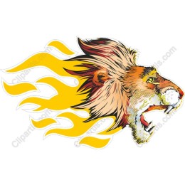 Fierce Roaring Lion in Flames