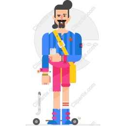 Vibrant Modern Man on Scooter