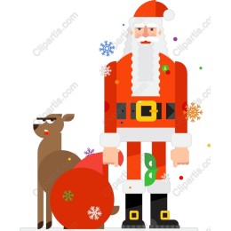 Cheerful Santa Claus and Reindeer