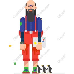 Whimsical Creative Character with Penguins