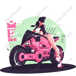 Futuristic Motorcycle with Rider