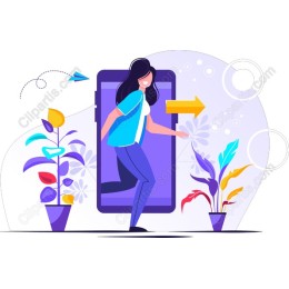 Connecting Nature: Woman Emerging from Smartphone