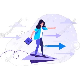 Empowering Woman on Paper Airplane