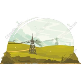 Scenic Power Lines Landscape