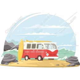 Classic Red Surf Van