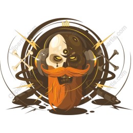 Rock 'n' Roll Skull with Beard