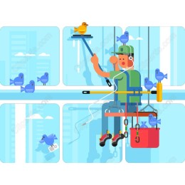 Window Cleaning Delight: Cheerful