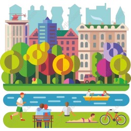 Vibrant Urban Park Scene