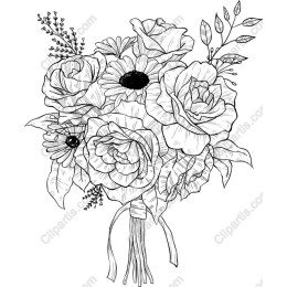 Elegant Hand-Drawn Floral Bouquet